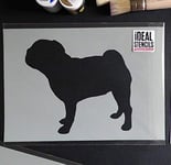 Pug Dog Stencil. Dog Home Decor & Craft Stencil. Paint Walls Fabric & Furniture. Reusable. Ideal Stencils Ltd. (S/17x18cm)