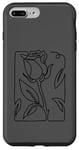 Coque pour iPhone 7 Plus/8 Plus Rose noire abstraite dessin minimaliste Line Art