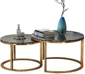 Home Accessories Tables Modern Simple Stackable Round Coffee Table/Side Table Metal Golden Frame Marble Desktop End Tables Office Living Room Bedroom Balcony Accent Home Decor - Set of 2 M