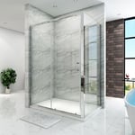 SIRHONA Cabine de douche - verre trempé - cadre en aluminium - porte coulissante extensible avec porte latérale 100x80x185 cm