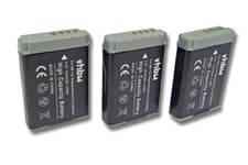 vhbw 3x Batteries compatible avec Canon PowerShot SX620HS, G9 X Mark II, SX730HS, SX720HS appareil photo, reflex numérique (1010mAh, 3,7V, Li-ion)