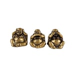 lachineuse - Coffret 3 Bouddhas Rieurs de Sagesse - Statuettes Petits Bouddhas Dorés - Décoration Feng Shui - Objet Déco Zen Chinoise pour Intérieur Salon Bureau - Idée Cadeau Chine Asie Porte Bonheur