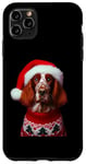 Coque pour iPhone 11 Pro Max Rouge irlandais et blanc avec bonnet de Père Noël pour amoureux des propriétaires de chiens