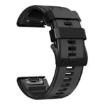 26mm Mjuka Silikonarmband för Garmin Fenix 6X/Fenix7X/7X pro, COROS Svart