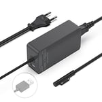 Chargeur Surface Pro, 15V Alimentation pour Microsoft Surface Pro 11 10 9 8/Pro 7/Pro 7+/Pro 6/Pro 5/Pro 4/Pro 3/X, Surface Laptop, Surface Book, Surface Go Notebook/Tablette Chargeur avec Port USB