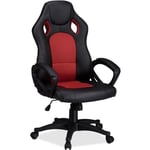 Relaxdays Chaise Gamer Professionnel Fauteuil Gaming Jeux vidéos XR9 Jusqu'à 120 kg Racing Chair, Rouge-Noir, Red, 110 x 62 x 60 cm