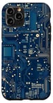 Coque pour iPhone 11 Pro Carte mère bleue vintage à pois avec circuit amusant