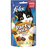Felix Purina Party Mix Original Snack, Prix pour Chat au Poulet, Foie et Dinde, 8 sachets de 60 g