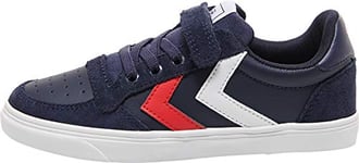 hummel Slimmer Stadil Leather Low Jr Sneakers Basses, Bleu (Peacoat 7666), 33 EU