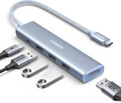 Hub USB C HDMI 4K 100W PD Charge avec 3 Ports USB 3.0 5 en 1 Adaptateur USB C vers HDMI Compatible avec MacBook iPad Pro Air Surface Pro iPhone 16 Plus Pro Max 15 Galaxy S24 Tab S9 (Bleu)