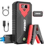 CARHEV 3000A Booster Batterie Voiture, 24000mAh Demarreur Batterie Voiture(Jusqu’à 8L Essence & 8L Diesel),12V Portable Jump Starter avec Deux Sorties USB, Lamp LED