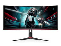 34" AOC CU34G2X, Curved VA 3440x1440, 1 ms, 144Hz FreeSync, 1500R, höjdjusterbar, 2xHDMI/DP, USB 3.2-hubb