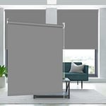 Kokorona Blackout Roller Blinds, Thermal Roller Blinds Window Shades for Bedroom Office, Room Darkening Privacy Roller Blinds with UV Protection Waterproof Fabric, 61cm Wide×183cm Drop, Grey