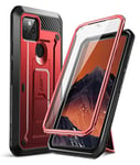 SUPCASE Unicorn Beetle Full-Body Rugged Holster Case with Built-in Screen Protector for 6-Inch Google Pixel 5 (2020), Metallic Red