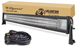 Willpower Bar a LED, 52'' 675W Triple rangée Faisceau combiné Barre de LED avec 12V Faisceau de câblage kit Rampe LED Phare LED Projecteur LED pour Offroad Véhicules Voiture camions ATV