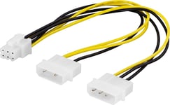 DELTACO adapterkabel 2x4-pin till 6-pin PCI-Express, 25cm (SSI-45)