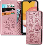 IMEIKONST Coque pour Motorola Moto Edge 20 Pro, Porte Carte Cuir PU Portefeuille Magnétique Antichoc Étui à Rabat Fonction Support Protection Mignonne Housse pour Moto Edge 20 Pro. Rose Cat Dog SD