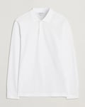 Sunspel Supima Cotton Long Sleeve Pique Polo White