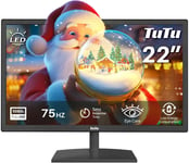 Écran PC 22 Pouces Bureautique Full HD LED 75Hz Moniteur PC VGA HDMI Écran Ordinateur de Bureau 5ms Soin des Yeux Anti-Scintillement Travail.[G199]