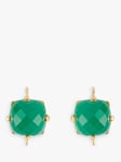 Deborah Blyth Green Agate Square Drop Earrings, Gold