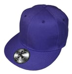 Fitted Baseball Cap Plain Purple Flat Peak 7