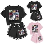 Kids Taylor Swift The Eras Tour Sommar T-Shirt Toppar Shorts Set Flickor PJs Loungewear Träningsoverall Outfits [DM] Black 11-12 Years