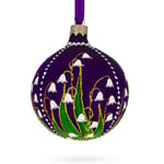 BESTPYSANKY Lily of the Valley on Purple Royal Glass Ball Christmas Ornament