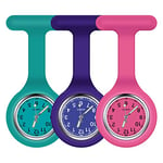 Vicloon Montre à Gousset D'infirmière,3pcs Infirmière Montre Broche en Silicone avec Broche pour Infirmières et à Tout Autre Professionnel de la Santé