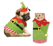 Elf Outfit For Dog Puppy Novelty Christmas Fancy Dress Costume Coat & Hat Xspcel