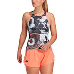 adidas Femme Club Tennis Graphic Tank Top, White/Black/Coral Fusion, S