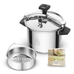 SEB Authentique Cocotte-minute inox, Autocuiseur 9 L, Induction, Sécurité 5 p...