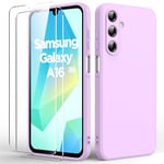 Byvuwiay Coque pour Samsung Galaxy A16 5G, avec 2 Verre Trempé écran Protecteur, Etui Housse TPU Mince Souple Antichoc Case pour Samsung Galaxy A16 5G, Violet