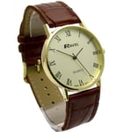 Ravel Mens Classic Quartz Watch Brown Strap Gold Face I-XII R0129.12.1