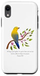 Coque pour iPhone XR Romans 8:28 All Things Verse de la Bible avec motif fleur et oiseau