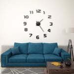 The Living Store - Horloge murale 3D Design moderne 100 cm xxl Noir Noir