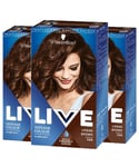 Schwarzkopf Womens 3x LIVE Urban Brown Permanent Hair Dye, Intense Colour 088 - One Size