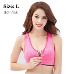 Zip Sports Bra Push Up Shakeproof Pink L