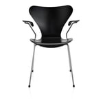 Fritz Hansen - 3207 Sjuan, Lackerad bokfanér, Svart - Ruokapöydän tuolit - Arne Jacobsen - Musta - Metalli/Puu