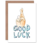 Good Luck Fingers Crossed Greetings Card Plus Envelope Blank inside