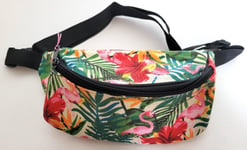 Flamingo Print Cream Bum Bag Fanny Pack Festival Bag Adjustable Strap