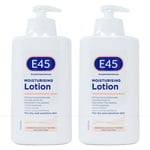 E45 Dermatological Moisturising Lotion Sensitive Skin Care Twin Pack of 2x 500ml
