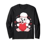 Cute Poodle Love Heart Valentines Day Poodle Lover Long Sleeve T-Shirt