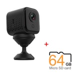 A11 Mini Caméra WiFi Vision Nocturne 1080P Surveillance sans Fil Moniteur a Distance Application Téléphone Détection de Mouvement DVR Caméscope Piege, Carte Micro SD 64 Go