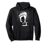 Bigfoot Christmas Loch Ness Santa Hat Lights Snowflakes Xmas Pullover Hoodie