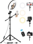 LUXSURE 10.5" Ring Light with Tripod Stand & Phone Holder, Overhead Phone Mount