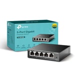 TP-Link TL-SG105S, 5 Port Gigabit Ethernet Network Switch, Ethernet Splitter, Hub, Desktop and Wall-Mounting, Sturdy Metal, Fanless, Plug and Play, Energy-Saving