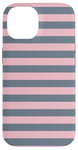 Coque pour iPhone 14 Rose Gris rayé Girly Esthétique Preppy Stripes