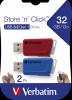 Verbatim Store ´N´ Click USB Minnepenn 32GB (2-pk) Rd/Bl 49308