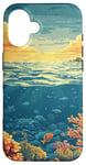 Coque pour iPhone 16 Océan avec récifs coralliens vintage paysage graphique