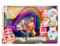 Rainbow High Littles Pool Day with Blush Coffret de Jeu - Petite Poupée Rose de 14 cm, Piscine avec Toboggan Arc-en-Ciel, Accessoires, Support à Smoothie, pour Les Enfants de 4 Ans et +